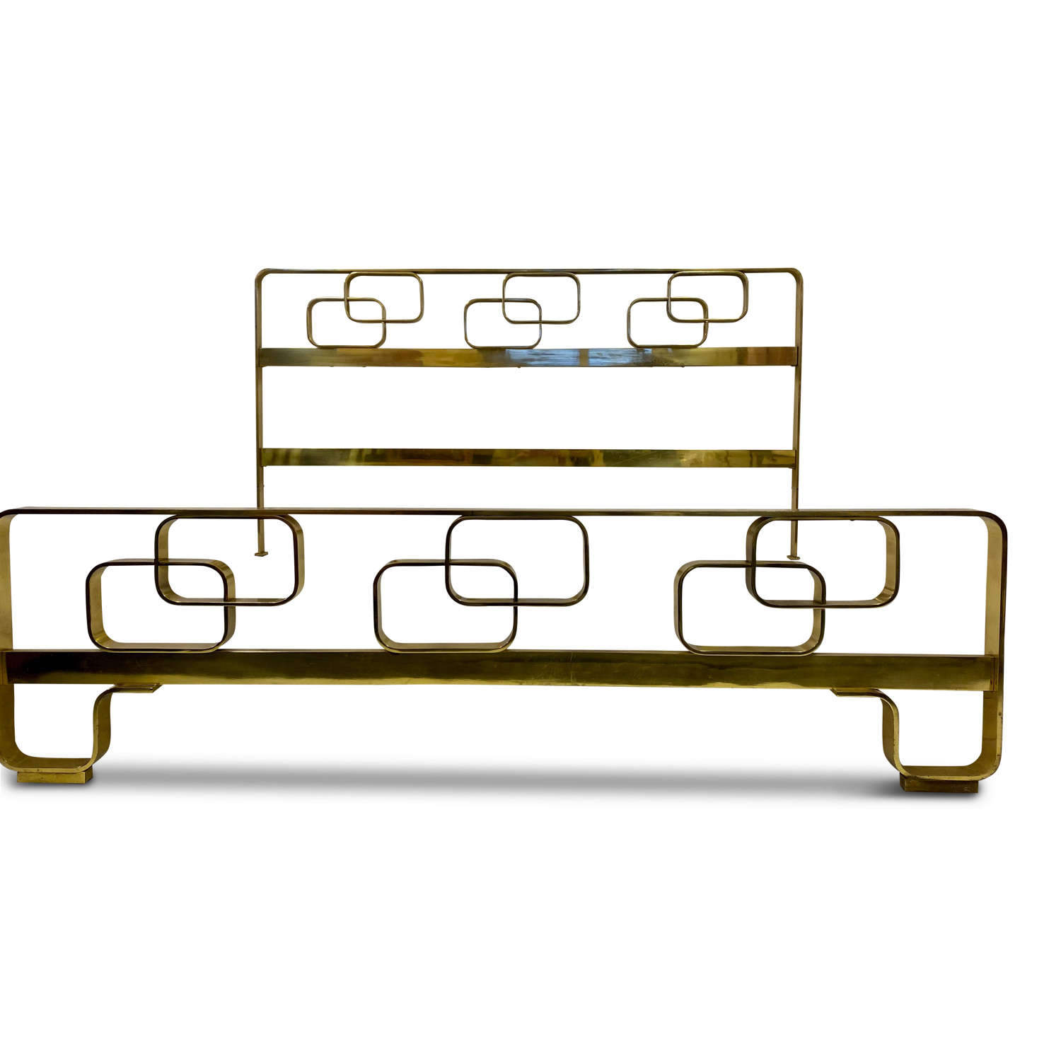 1970s Italian Solid Brass Bed By Luciano Frigerio