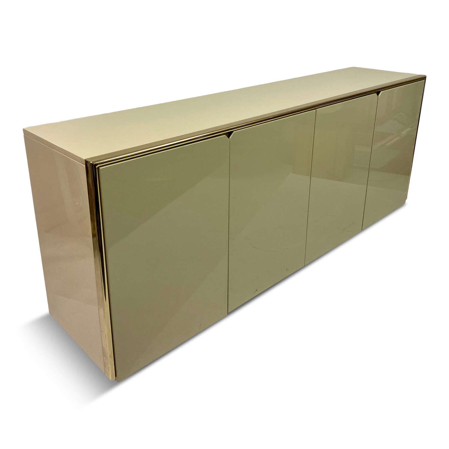1970s Italian Lacquered and Brass Sideboard By Bruno Tonello
