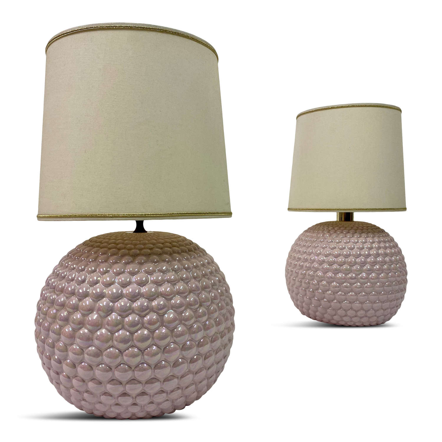 Pair of 1970s Pink Ceramic Bubble Lamps