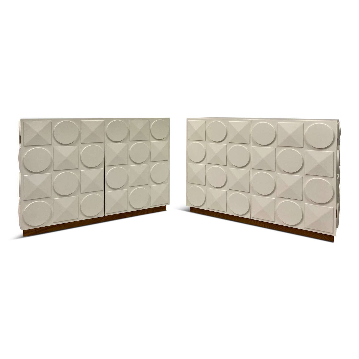 Pair of White Postmodern Style Cabinets
