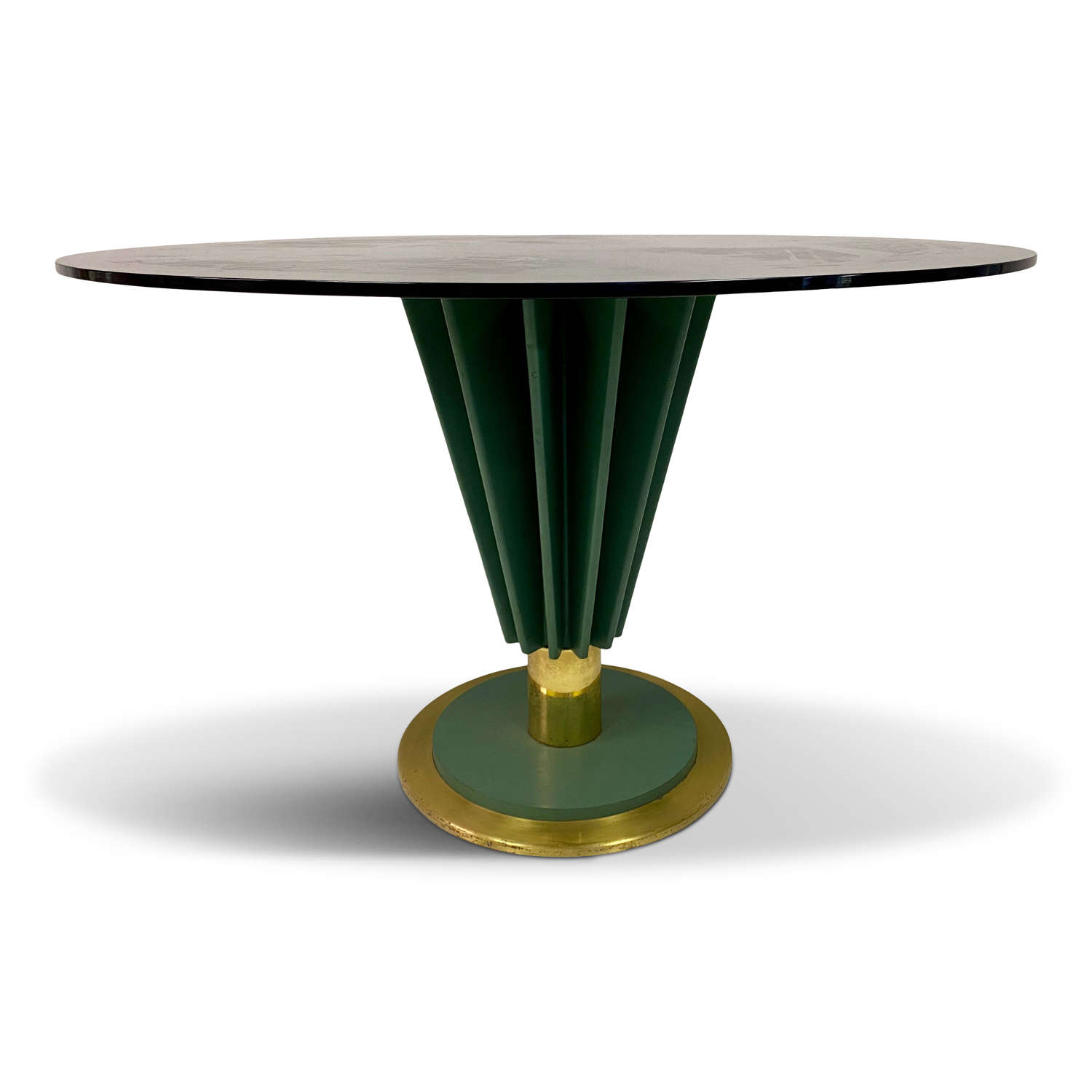 1970s Brass and Green Painted Iron Dining Table by Pierre Cardin