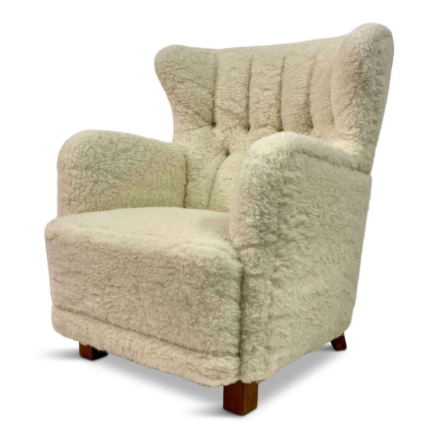 Large Danish Armchair in Lambswool