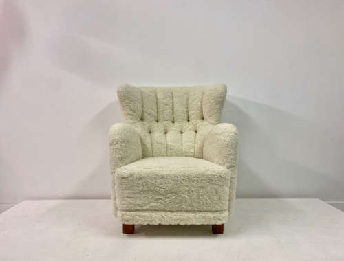 Large Danish Armchair in Lambswool