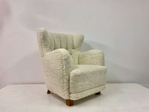 Large Danish Armchair in Lambswool