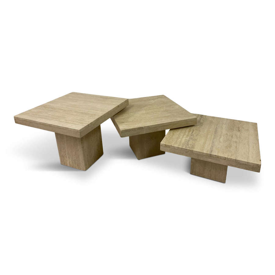 Set of Three Travertine Side Tables or Coffee Table