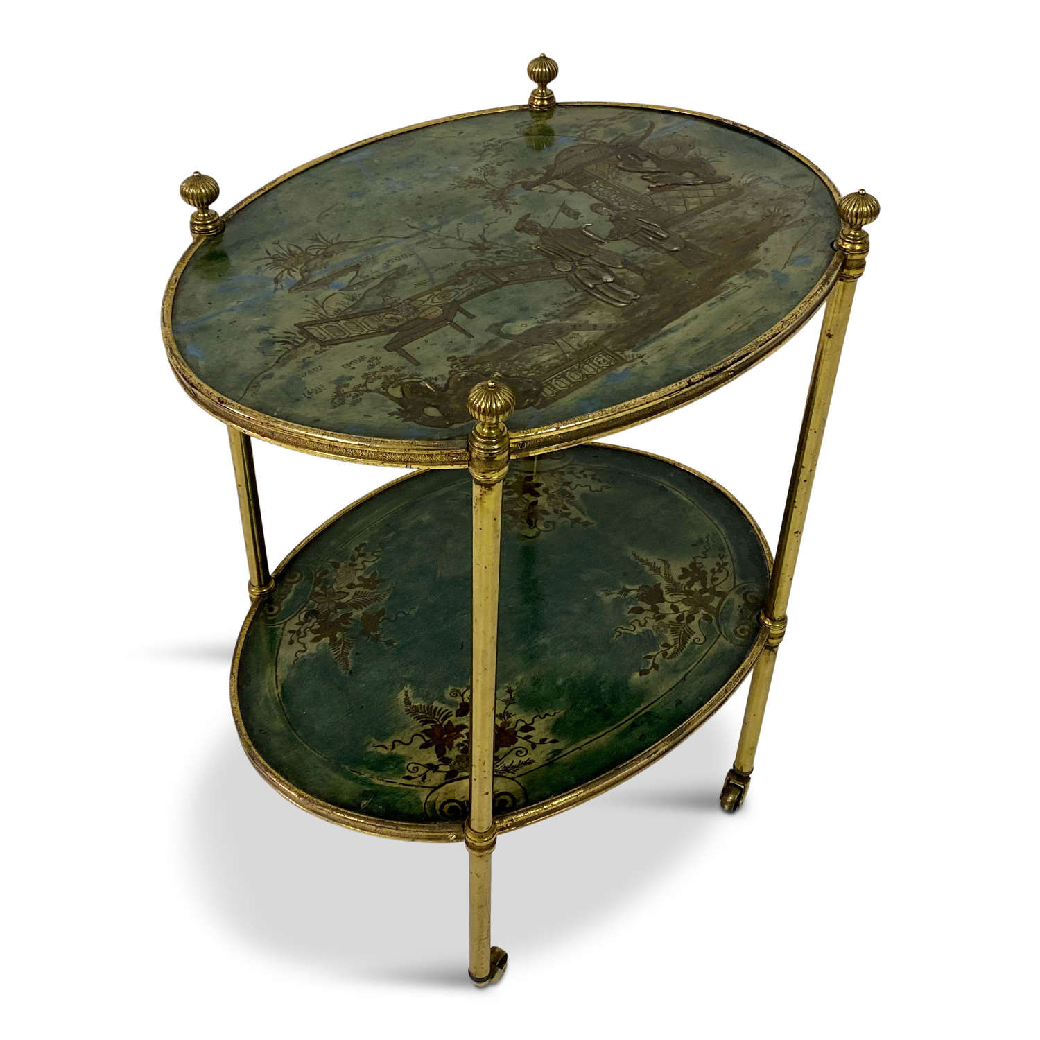 Chinoiserie Brass Two Tier Etagere or Side Table