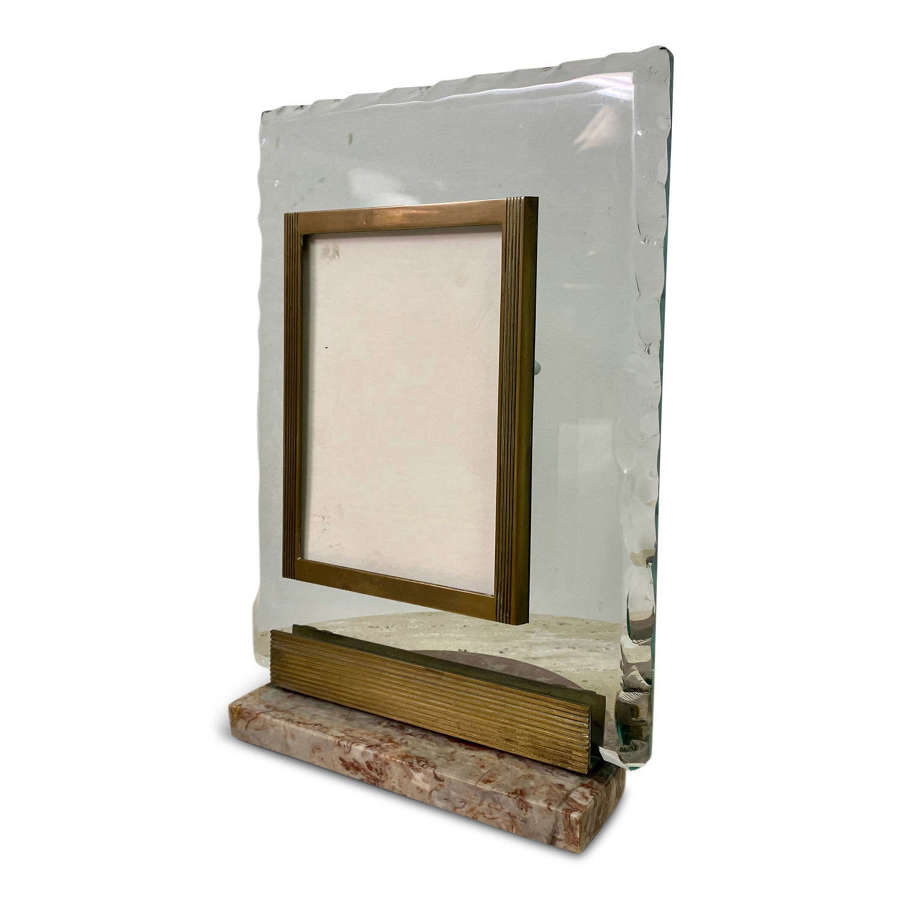1950s Italian Glass, Marble and Brass Photo Frame