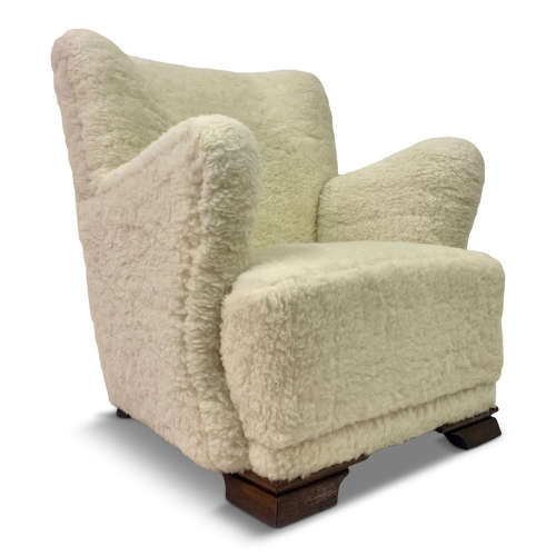 1950s Danish Armchair in Lambs Wool