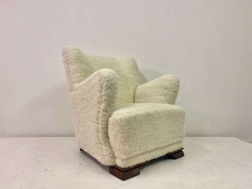 1950s Danish Armchair in Lambs Wool