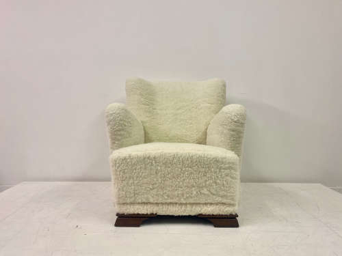 1950s Danish Armchair in Lambs Wool