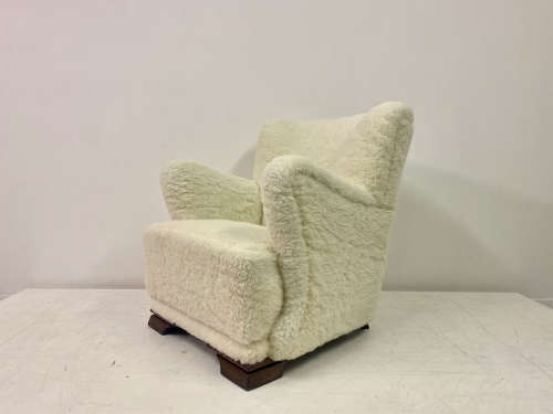 1950s Danish Armchair in Lambs Wool
