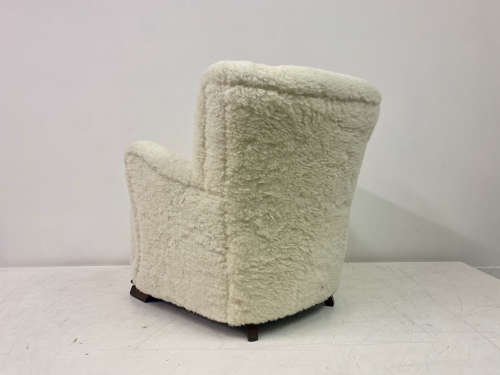 1950s Danish Armchair in Lambs Wool