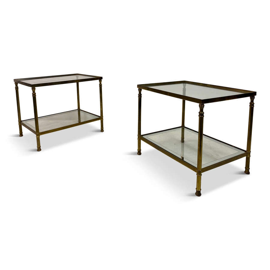 Pair of 1970s Italian Brass and Glass Side Tables