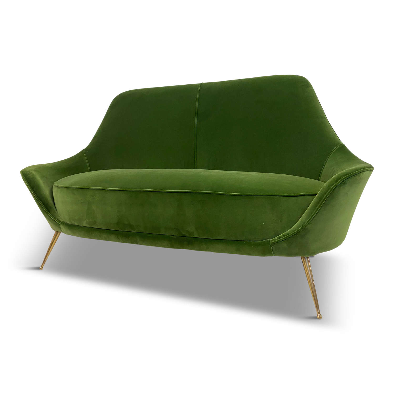 1960s Italian Sofa in Green Cotton Velvet