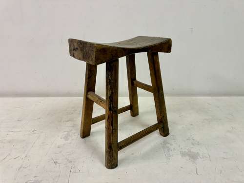 Antique Rustic Elm Stool