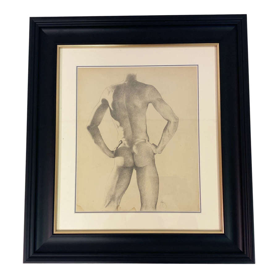 Mid Century Drawing of Male Nude