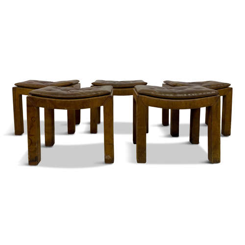 Set of Five Buttoned Leather Stools sold individually