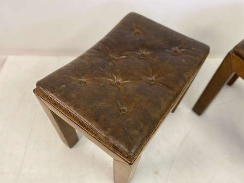 Set of Five Buttoned Leather Stools sold individually