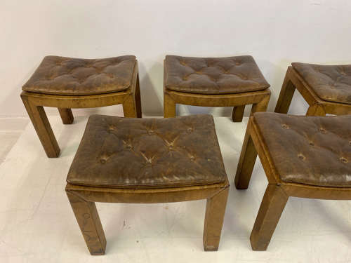 Set of Five Buttoned Leather Stools sold individually