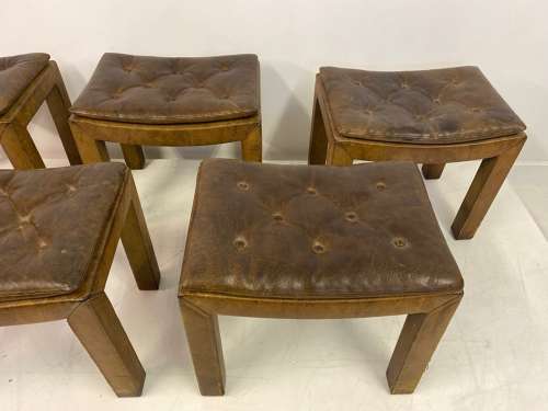 Set of Five Buttoned Leather Stools sold individually