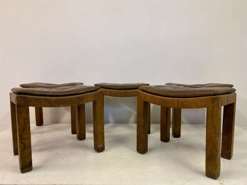 Set of Five Buttoned Leather Stools sold individually