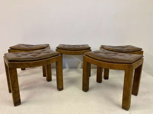 Set of Five Buttoned Leather Stools sold individually