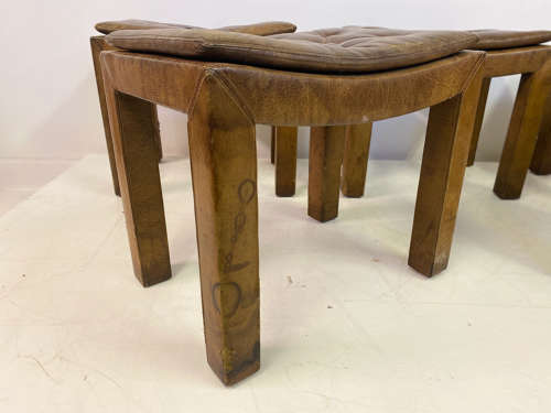 Set of Five Buttoned Leather Stools sold individually