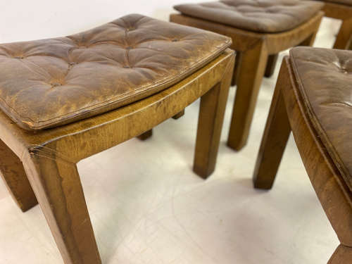 Set of Five Buttoned Leather Stools sold individually