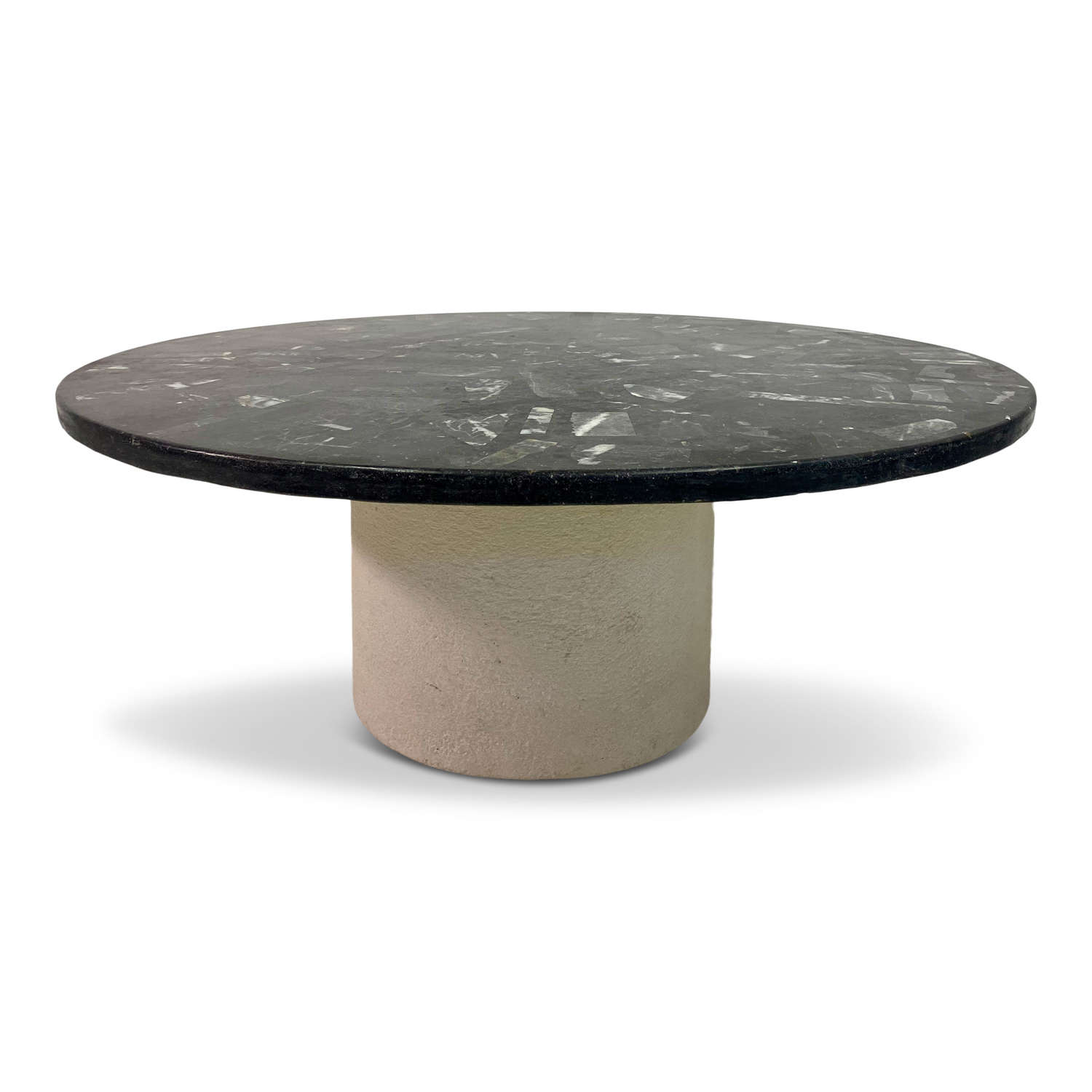 1980s Concrete and Black Stone Coffee Table