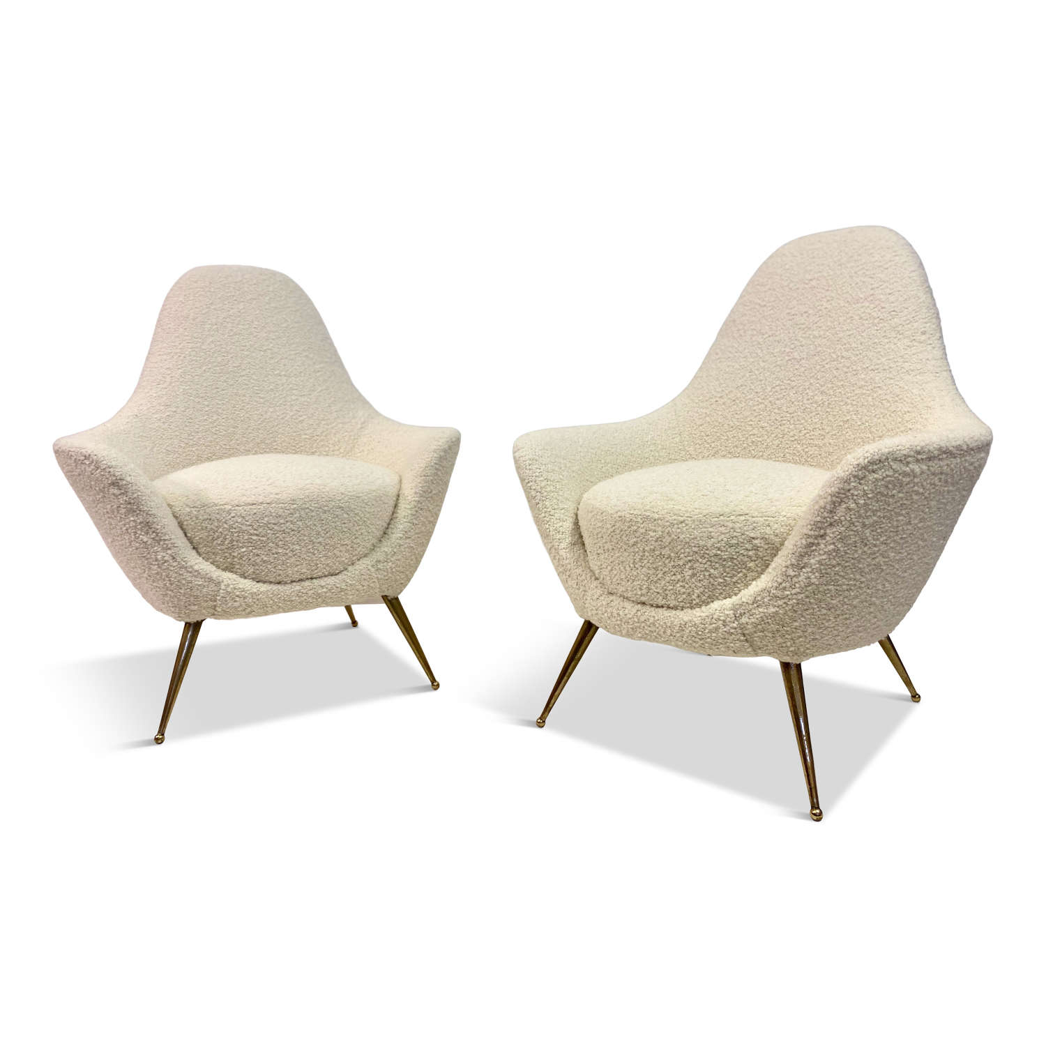Pair of 1960s Italian Armchairs in Boucle