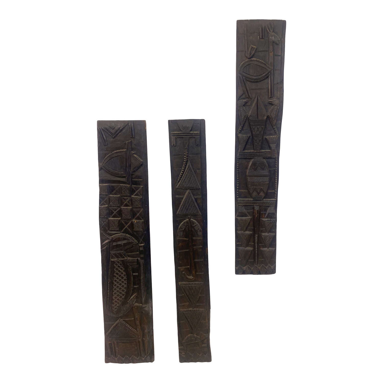 Carved African Wood Door Panel Wall Plaques