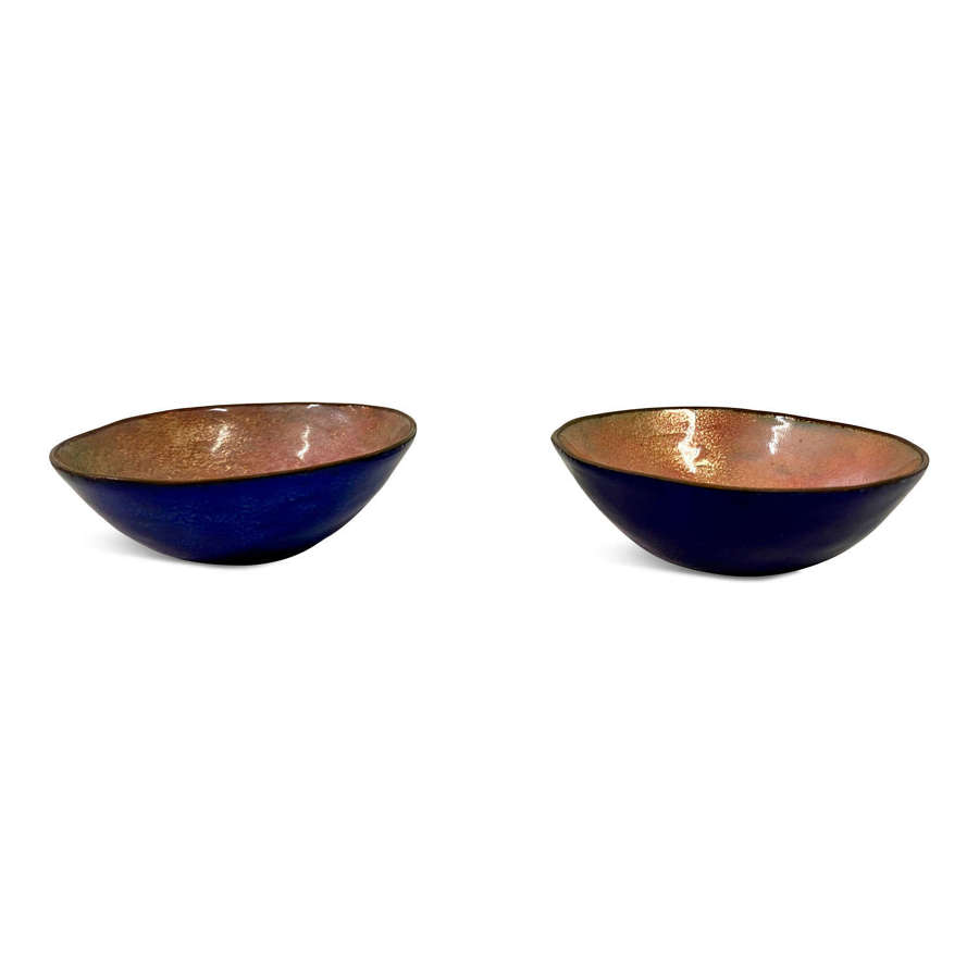Pair of 1950s Enamelled Copper Bowls by Paolo de Polo