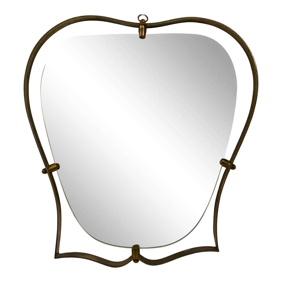 Small 1950s Brass Italian Shaped Mirror