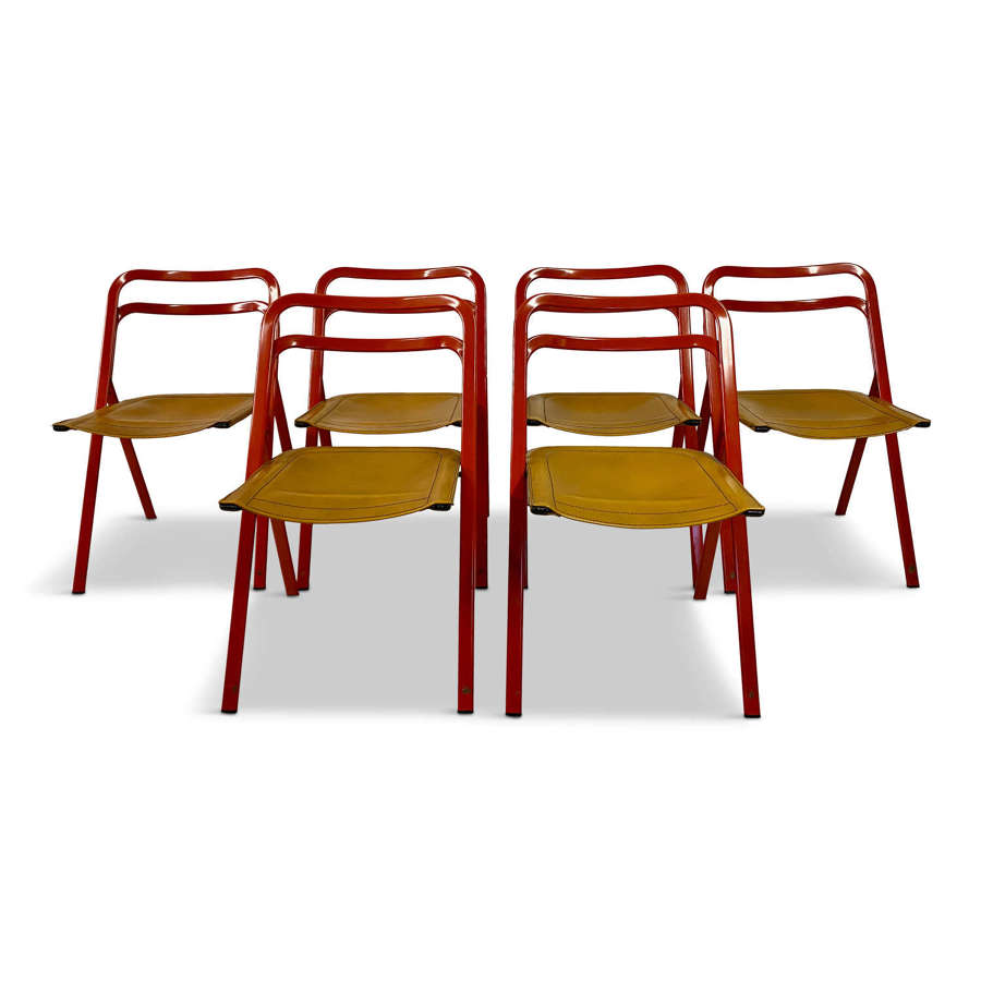 Set of Six 1970s Folding Chairs by Giorgio Cattelan for Cidue
