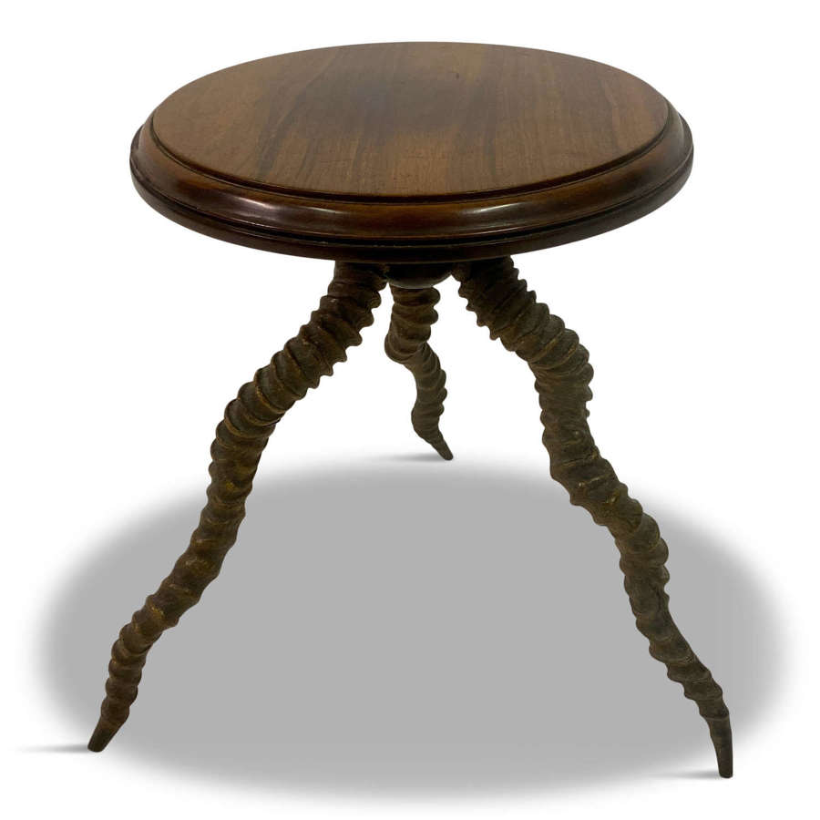 Early 20th Century Impala Antler Side Table