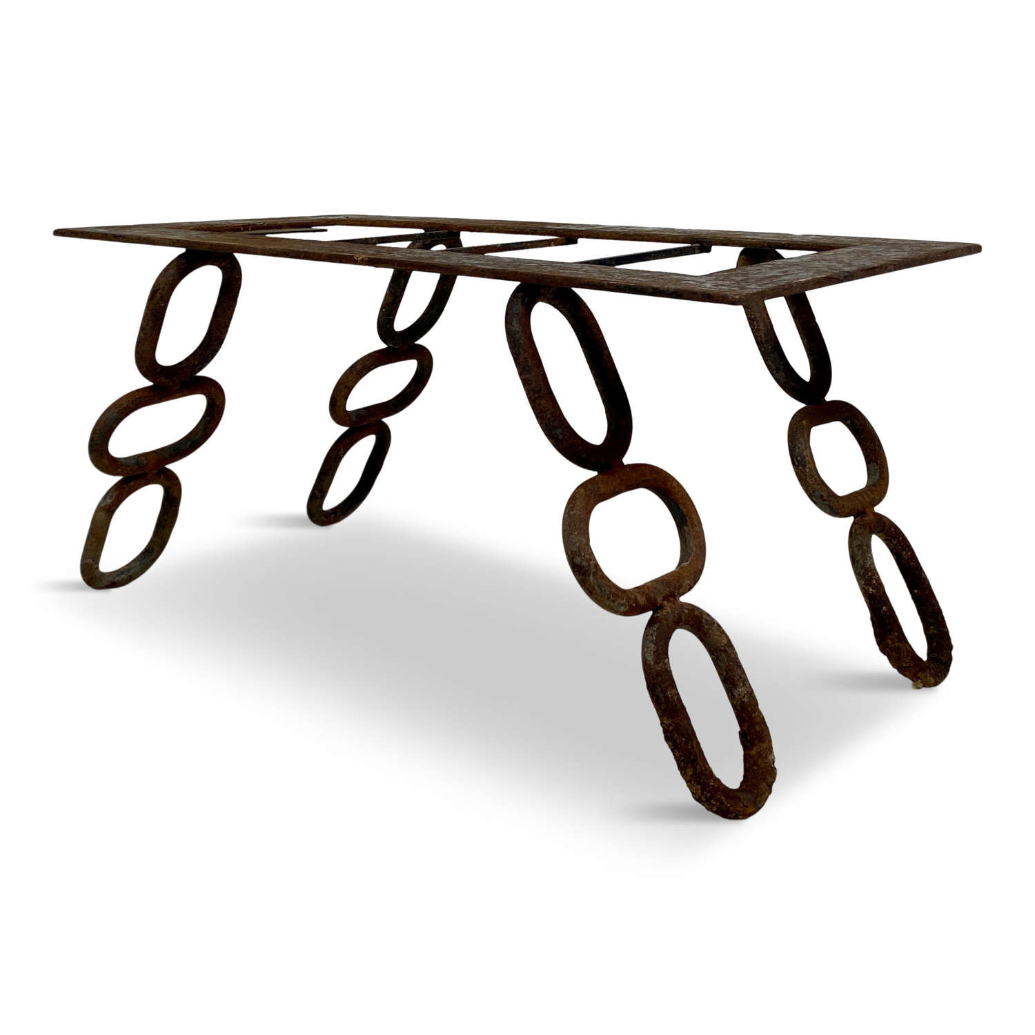 Mid Century Brutalist Iron Chain Link Coffee Table