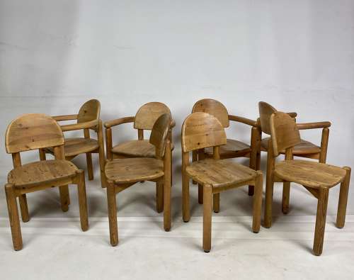 Set of Ten 1970s Pine Dining Chairs Attr. Rainer Daumiller