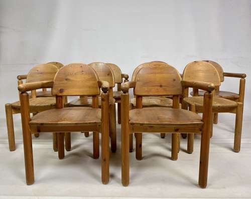 Set of Ten 1970s Pine Dining Chairs Attr. Rainer Daumiller