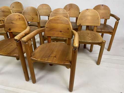 Set of Ten 1970s Pine Dining Chairs Attr. Rainer Daumiller