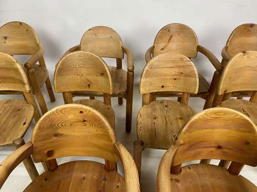Set of Ten 1970s Pine Dining Chairs Attr. Rainer Daumiller