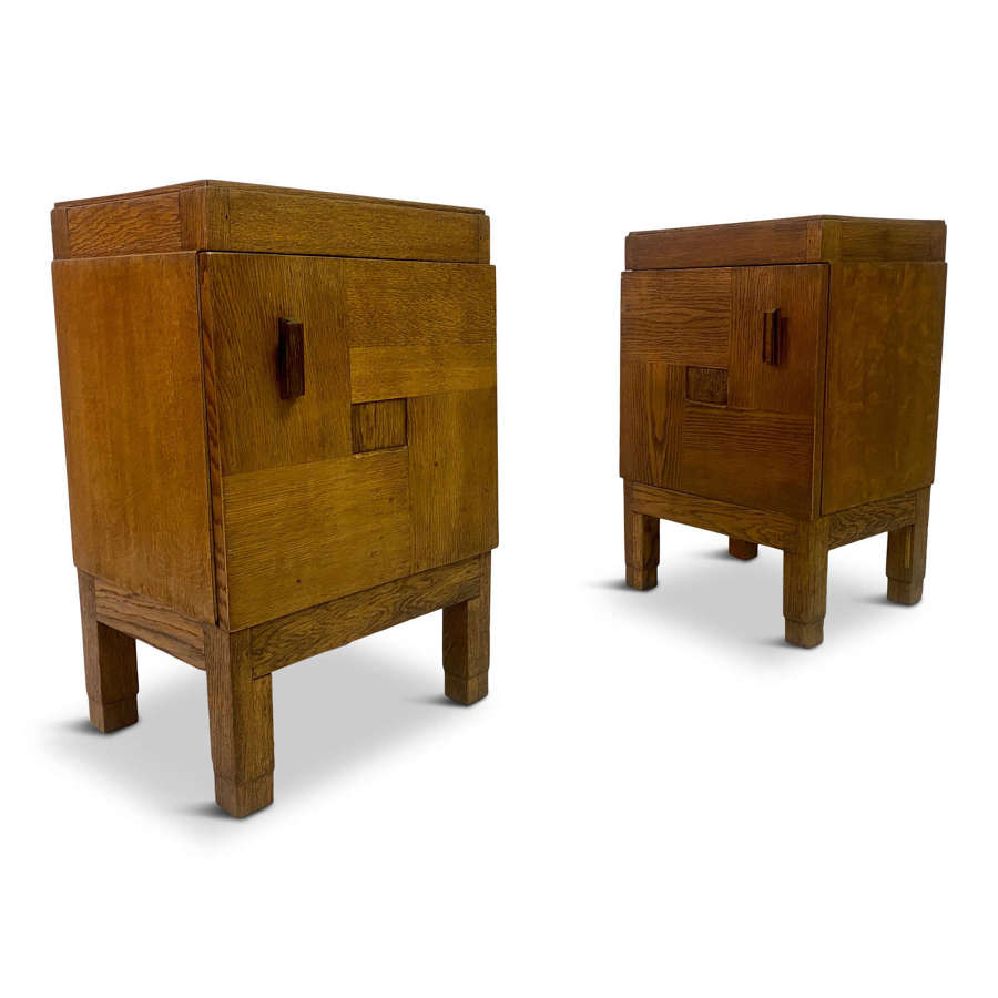 Pair of 1930s Amsterdam School Bedside Cabinets