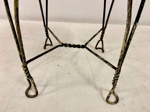 Wrought Iron and Leather Stool