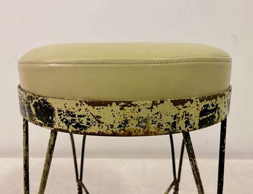 Wrought Iron and Leather Stool