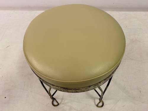 Wrought Iron and Leather Stool