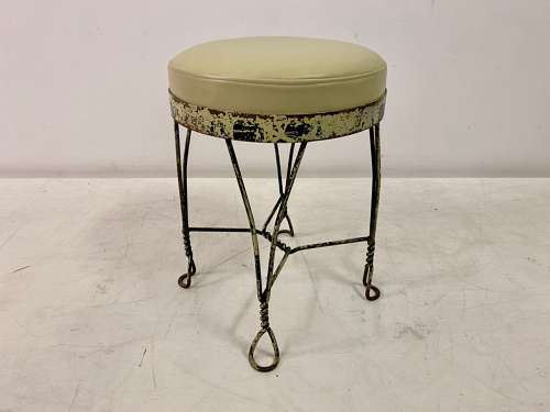 Wrought Iron and Leather Stool