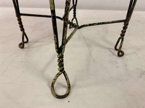 Wrought Iron and Leather Stool