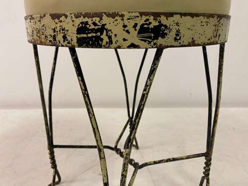 Wrought Iron and Leather Stool