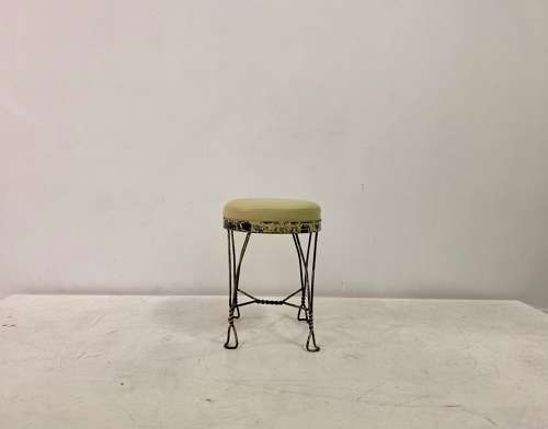 Wrought Iron and Leather Stool