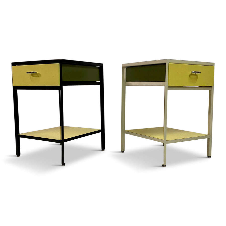 Pair of Steelframe Nightstands or Bedside Tables by George Nelson