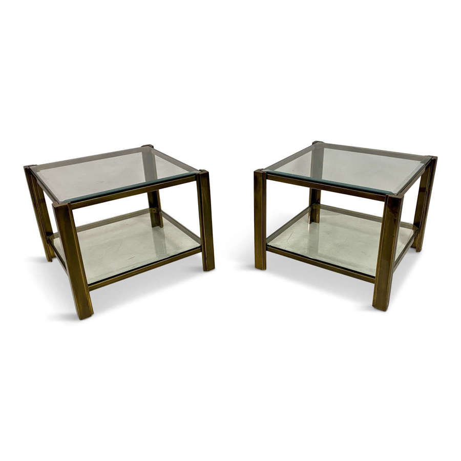 Pair of Two Tier Brass Side Tables